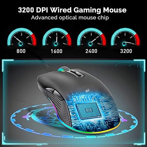 IULONEE Тип C Глувчето, Жичен USB C Глувци Игри Глувчето 4ономски 4 RGB Задно Осветлување 3200 DPI Компатибилен Со M@c, Matebook,