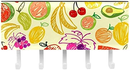 GueRotkr wallидни куки, висечки куки, лепливи куки за виси, беспрекорно овошје шарена шема на doodle