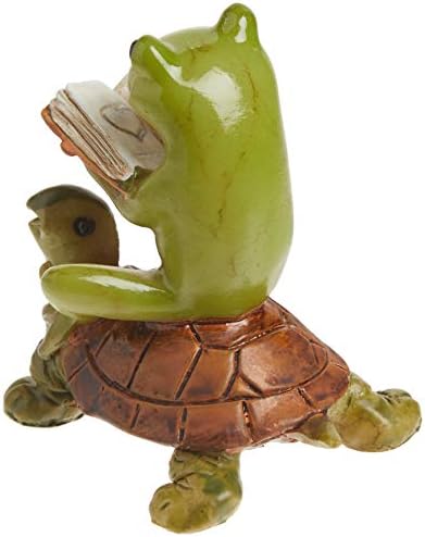 Врвна колекција Минијатурна бајка градина и терариум жаба книга за читање на статуа на желка, мала, зелена, портокалова боја