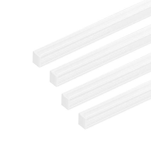 Uxcell 4pcs ABS пластични квадратни шипки шипка 5мм x 5mm x 20 инчи ABS пластична плоштад шипка за архитектонски модел што прави DIY бело