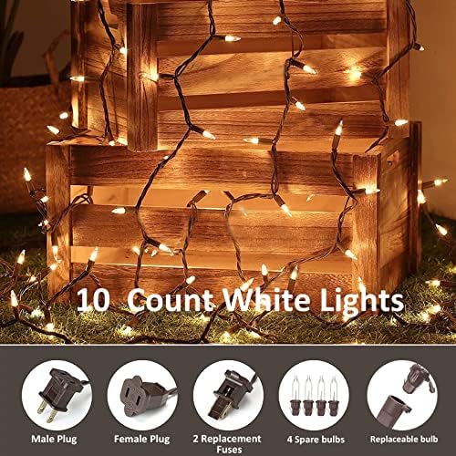 Lidore 10 Mini Light The Filder Light со низа за осветлување на забавата со бел кабел за внатрешен двор, градина и свадба