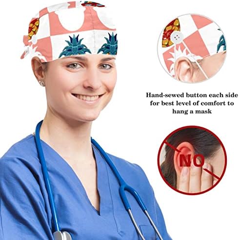 yoyoamoy прилагодливо работно капаче со копчиња за џемпери на памук две жени апстрактна уметност хирург капа за жени