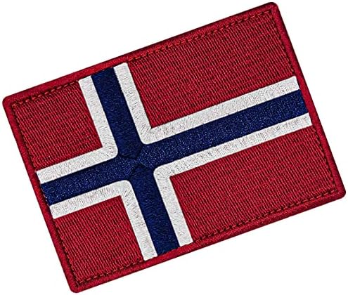 Норвешка знаме извезено амблем Норвешко национално железо на шиење на лепенка