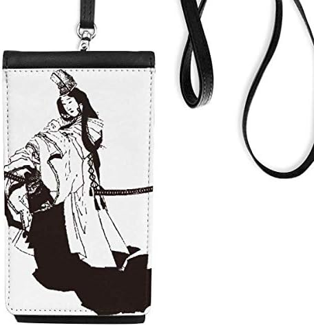 Јапонија црна кимоно илустрација Телефонска чанта чанта што виси мобилна торбичка црн џеб