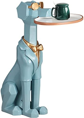Скулптура НА Кучиња XJZHANG Со Послужавник Апстрактна Животинска Фигурина Украс Геометриска Статуа Бонбони Јадење Декоративен Послужавник