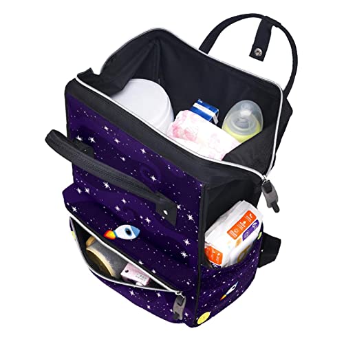 Вселенска Галаксија Ултра Виолетова Галактичка Торба За Пелени Торби За Мумии Ранец Со Голем Капацитет Торба За Пелени Нега Патна Торба