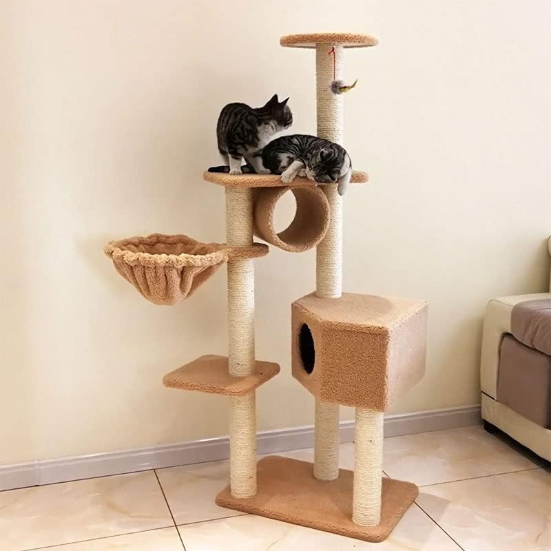 Мебел за мачки со мачка со мулти -нивоа на MZLXDedian со -прекриени места за гребење, 2 кадифни кондоми, 2 кадифен перки, за