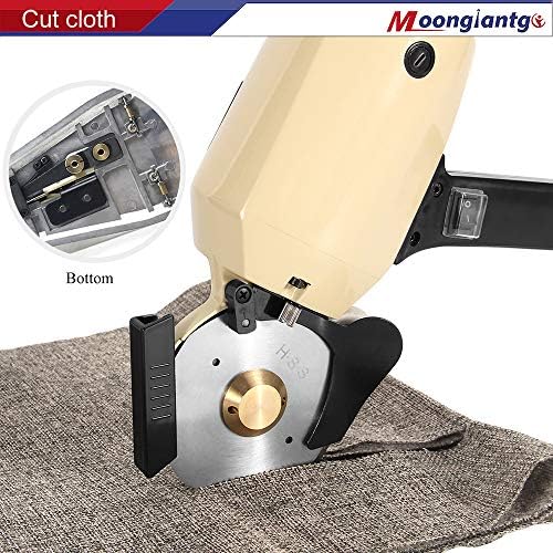 Moongiantgo Електрична ротирачка ткаенина за ножици за ножици за рачно држење на ткаенини со резервни 100мм хексагонално сечило за повеќеслојна