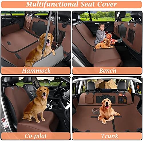Покривање на седиштето на кучињата Caverado Dog за задното седиште, водоотпорен кученце Хамак за автомобил со мрежен прозорец, 600D тешки