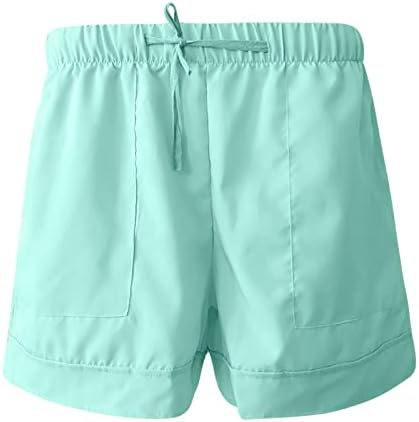 Shortsенски шорцеви во Гуфес, женски постелнина за летни обични пешачки половини џебови удобни шорцеви