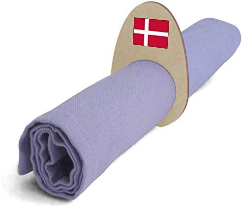 Азиеда 5 x 'Данска знаме' дрвена салфетка прстени/држачи