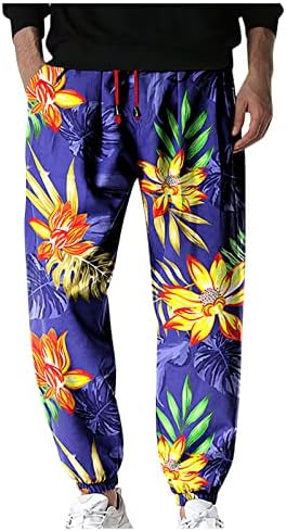 Дополнителни долги панталони Човек бокси вклопени панталони за поделени печатени фестивали, џогирање на ладни џогери за проширување