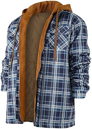 Јакни за мажи со машка ватирана копче надолу карирана кошула топла јакна со јакни со аспиратор