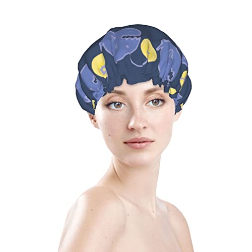 Womenените што можат да се користат затегнати капа за коса од полите, длабоко морско фенер риба двојни слоеви водоотпорна капа за бања