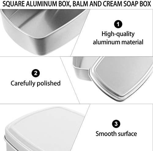 Држач на сунѓер Doitool 6 парчиња Алуминиумски бар сапун сапун сапуни- метални протекувања- држач за сапун за доказ со капакот на