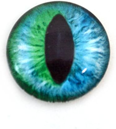 25мм сингл сина и зелена змеј или стакло мачка за око за таксидермиски скулптури или занаети за занаети со накит