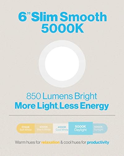 Sunco 16 Пакет 6 Инчен Ултра Тенок LED Вдлабнати Тавански Светла, Мазна Облога, 5000k Дневна Светлина, Затемнета, 14W=100W, Тенка Нафора,