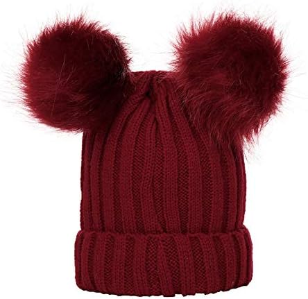 Зимска цврста боја двојна фризура плетена капа, уши, момчиња девојки топла капа мода, топла капа, бени, мали деца пилот капи
