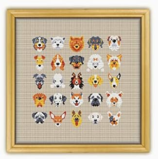 Икони за раси на кучиња CS1308 - Преброен комплет за вкрстено бод#3. Теми, игли, ткаенина, обрач за везови, навој на игли, клипери за везови и печатена шема на боја внатре.