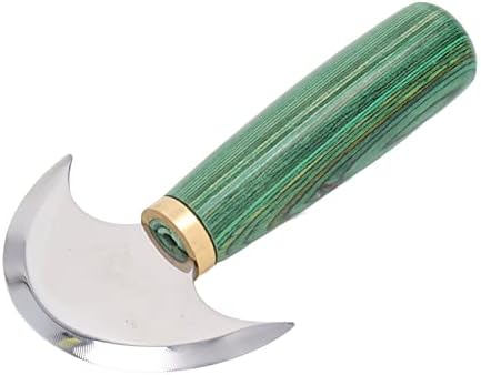 Кожа со кожен тркалезен нож Полужливиот прирачник за ракување со DIY, зелено мало двострано сечило, инцизивна полирана рачка за резба на ТООЛЕФЕРК