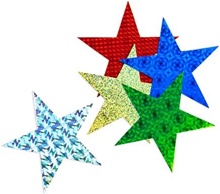 Hygloss производи од облик на облик, дизајни на Sparkly Stock Stars, 6-инчни, 10 по пакување, разновидна холографска боја во боја