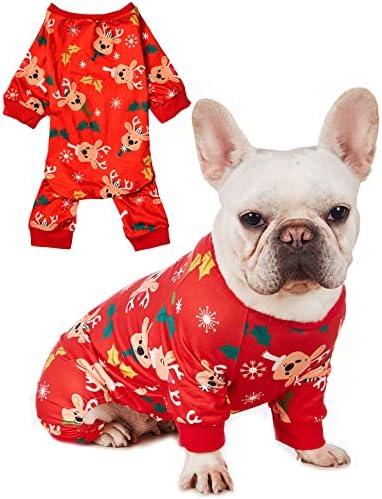 Комур куче Божиќна кошула ирваси облека за миленичиња памучно кученце пижами кучиња Божиќни носии
