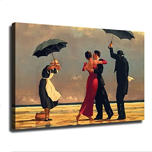 Пејачкиот батлер Jackек Ветриано чадор Loveубов танцување плажа Постер за дожд ПАНВА КАНВА ПРИНТ Арт Декорација Модерна училница кујна спална