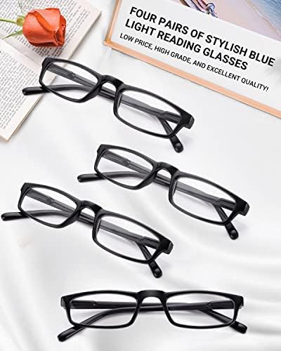 Очила за читање на Teraise за жени 4 парчиња читатели на сина светлина против очите на околните очила за очила, рамка за модна лесна категорија
