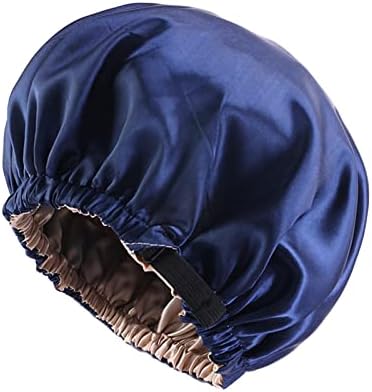 Сатенска хауба прилагодлива големина на главата Спилка свилена хауба за жени мажи со двојно слој сатен наредени капаче за спиење завиткана
