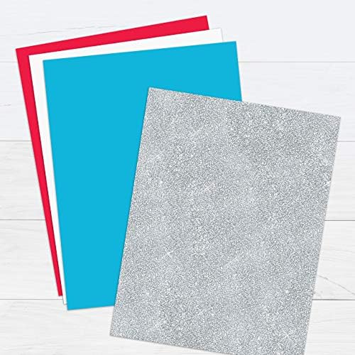 Колекција за печатење на црвени, бели, сини и искра, 8,5 х 11, 215 листови