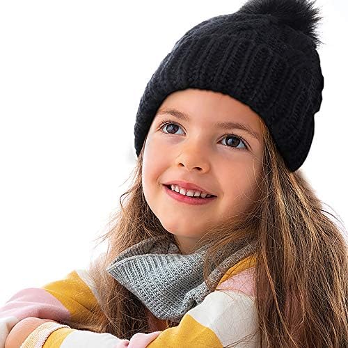 Dbylxmn мода задебелен зимски капа плетена сета- топла капа, случајни деца бои бејзбол капачиња сурови девојки капи за жени