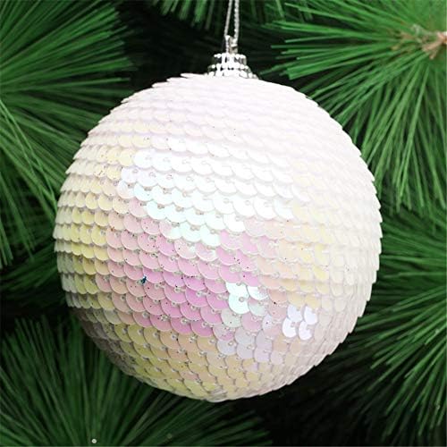 Божиќни таблети украси Поставете Божиќни секвенци топки топки сјајни декорации на дрво украс 8 см Божиќ, украсни украсни куки за украси