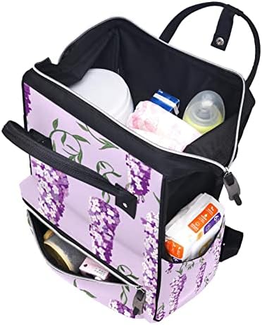 Виолетова Акварел Вистерија Цвеќиња Торба За Пелени Ранец Торби За Менување Пелени За Бебиња Мултифункционална Торба За Патување
