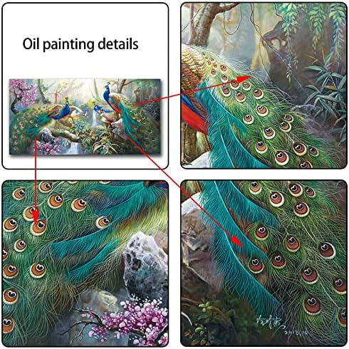 Chenbella-canvas wallидна уметност животинско рачно насликано масло сликарство сликарство неколку пауни во шумската дневна соба канцеларија