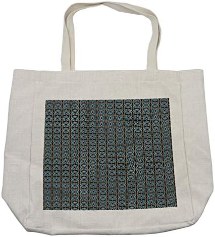 Амбесон ретро торба за купување, апстрактни цветни мотиви украсни и старомодни мозаични плочки модели гроздобер стил, еколошка