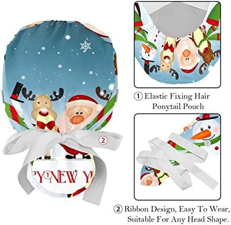Божиќни елементи чистат капи за жени долга коса, работно капаче со копче и џемпери, унисекс вратоврски на грбот 2 пакувања