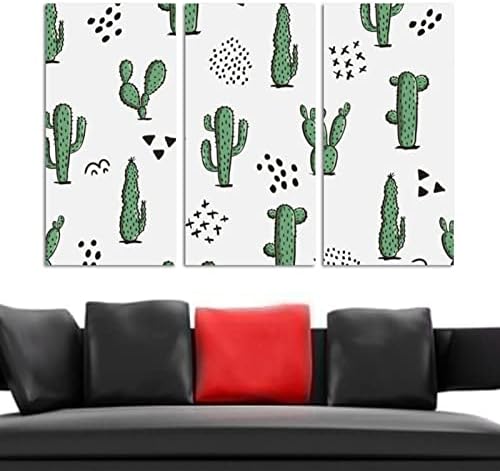 Wallидна уметност за дневна соба, маслено сликарство на платно голема врамена апстрактна геометрија и кактус пустински растителни