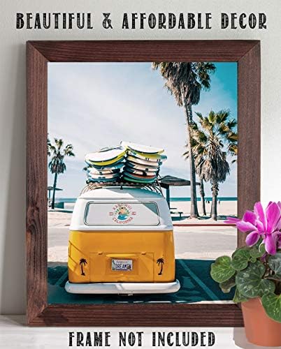 Калифорнија сонуван сурфан комбе - одлична декор на куќата на плажа, хипи соба лето вибрации печатење, сурфање камп декоративни табли