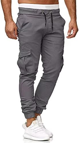 Ремелон обични панталони мажи модни еластични џогери од половината карго панталони со џебови џемпери