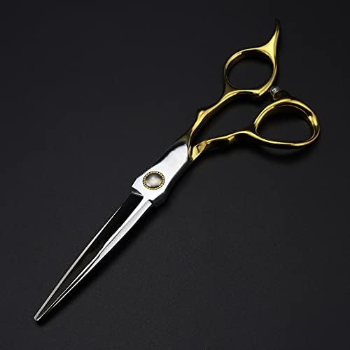 Ножици за сечење коса, 6 инчи Професионална Јапонија 440с златни Ножици со ножици завртки за сечење коса ножици за разредување на бербер фризура