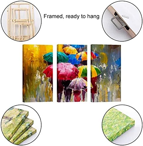 3 панели врамени платно wallидни уметности дождови на маслото сликарство нафта со масло со модерни домашни уметности подготвени да висат 12 x24