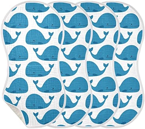 Yyzzh Blue кит образец Муслин Бурп крпи за бебе 2 пакувања памучни бебиња за миење садови за момчиња за момче девојче