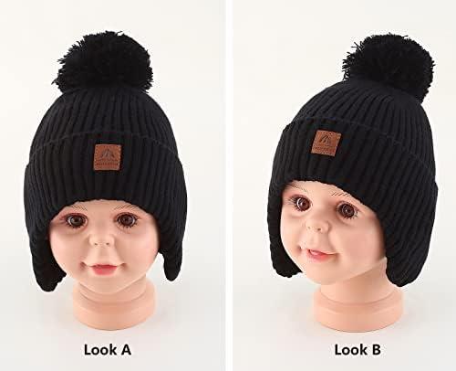 Tmtyh бебе зимска капа за момчиња и девојчиња руно наредени бебешки гравче со пом топло уво од магла за новороденчиња.