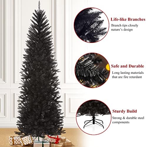 Вештачко новогодишно елка од 7,5 метри од 7,5 метри, 7,5 стапки, црна
