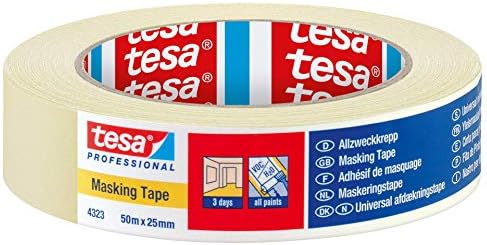 TESA 4323 лента за маскирање во затворен простор за сликање и украсување - 3 дневен остаток бесплатно отстранување, 50 m x 25mm -