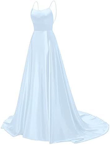 Фрагрен цветен фустан, женски долги топка фустани Елегантни Halterneck без грбни долги фустани А-линија Крис-крос сатен шпагети