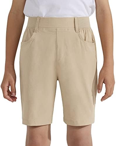 Dizoboee Boys Golf Jogger Shorts Детски дише рамни предни училишни униформни шорцеви со удобно истегнување на половината