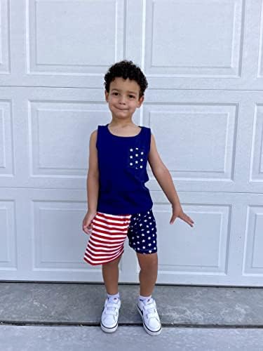 Единствени бебешки момчиња патриотски знаме starsвезди ленти 4 -ти јули шорцеви