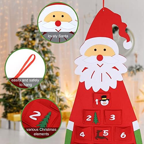 Адеинг Божиќен Календар за Доаѓање 2021 Година За Деца, Виси Календар За Одбројување На Дедо Мраз Со 24 Дена Џебови За Подароци За Украси