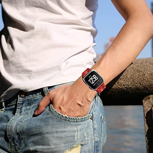 Sjiangqiao Stitch Bands компатибилни со Fitbit Versa 2/Versa/Versa Lite/Versa SE Special Edition Smart Watch Smart Watch Smaft Silicone Chit